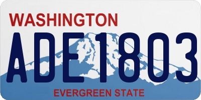 WA license plate ADE1803