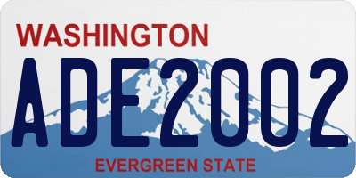 WA license plate ADE2002