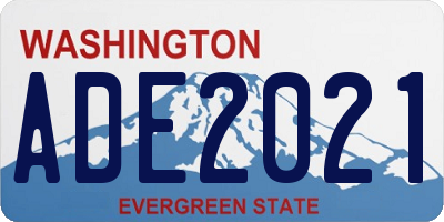 WA license plate ADE2021
