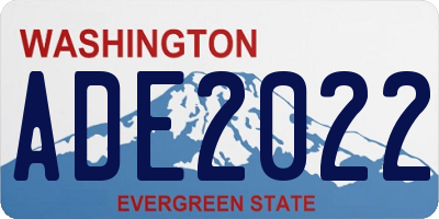 WA license plate ADE2022
