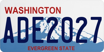 WA license plate ADE2027