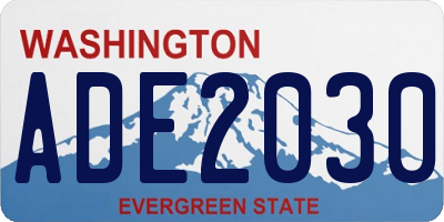 WA license plate ADE2030
