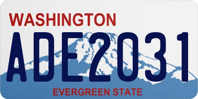WA license plate ADE2031