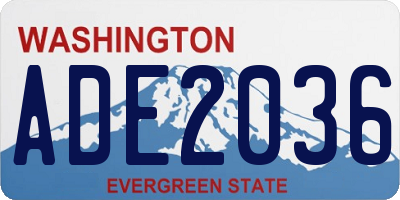 WA license plate ADE2036