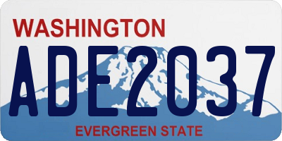 WA license plate ADE2037