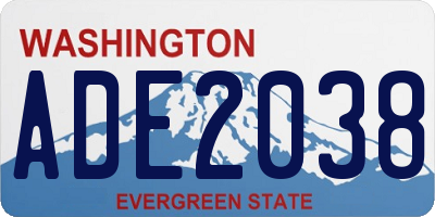 WA license plate ADE2038