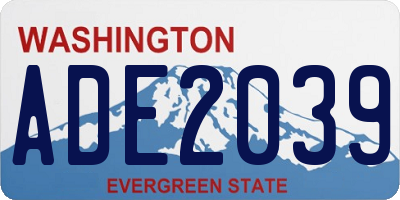 WA license plate ADE2039