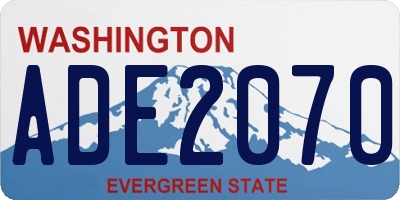 WA license plate ADE2070