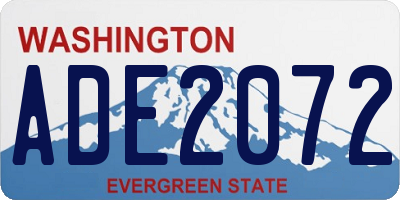 WA license plate ADE2072