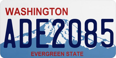 WA license plate ADE2085
