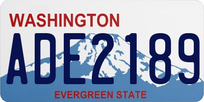 WA license plate ADE2189