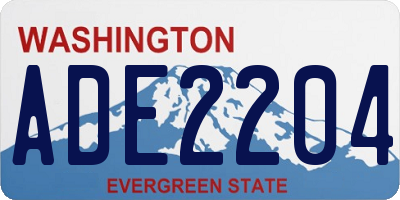 WA license plate ADE2204