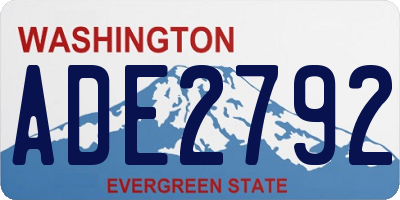 WA license plate ADE2792