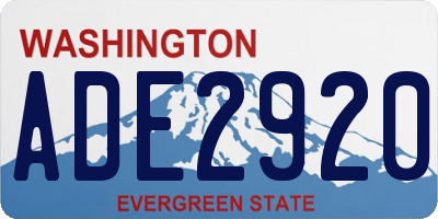 WA license plate ADE2920