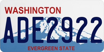 WA license plate ADE2922