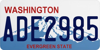 WA license plate ADE2985