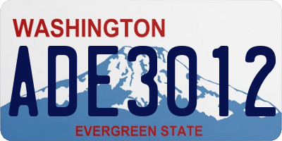 WA license plate ADE3012