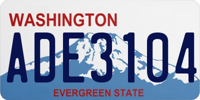 WA license plate ADE3104