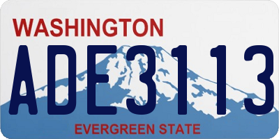 WA license plate ADE3113