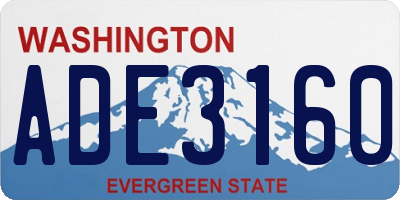 WA license plate ADE3160