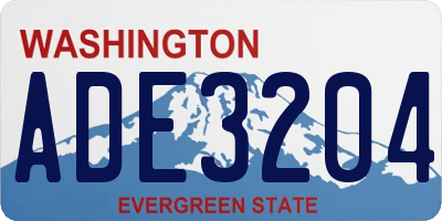 WA license plate ADE3204