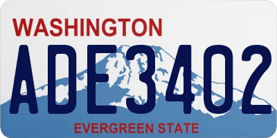 WA license plate ADE3402