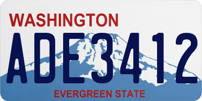 WA license plate ADE3412