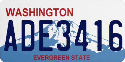 WA license plate ADE3416
