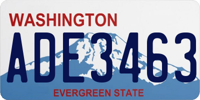 WA license plate ADE3463