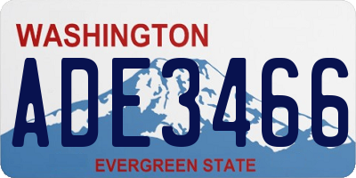 WA license plate ADE3466