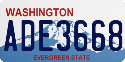 WA license plate ADE3668