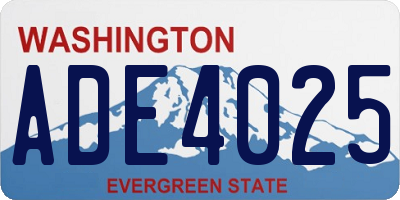 WA license plate ADE4025