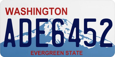 WA license plate ADE6452