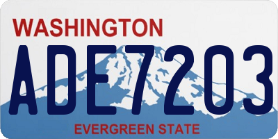 WA license plate ADE7203