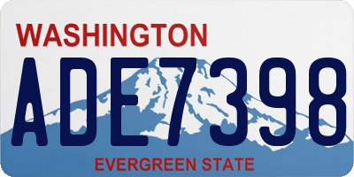 WA license plate ADE7398