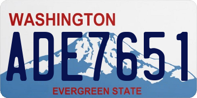 WA license plate ADE7651