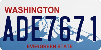 WA license plate ADE7671
