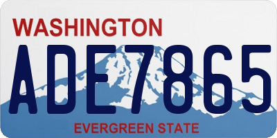 WA license plate ADE7865