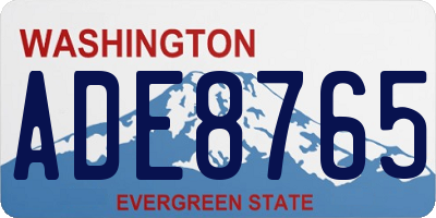 WA license plate ADE8765