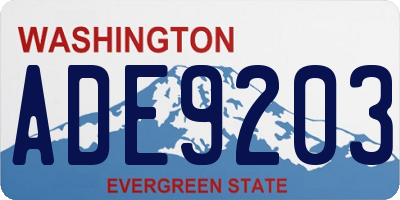 WA license plate ADE9203