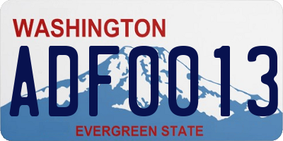 WA license plate ADF0013