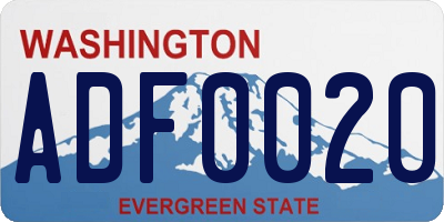 WA license plate ADF0020