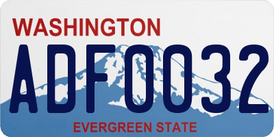 WA license plate ADF0032