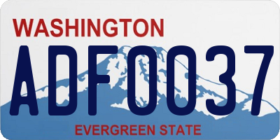 WA license plate ADF0037