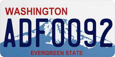 WA license plate ADF0092