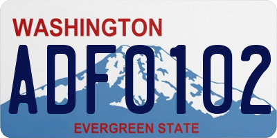 WA license plate ADF0102