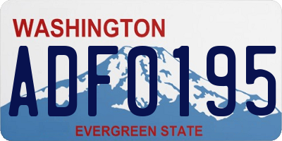 WA license plate ADF0195