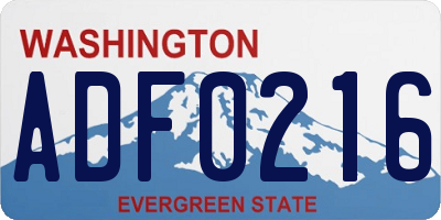 WA license plate ADF0216