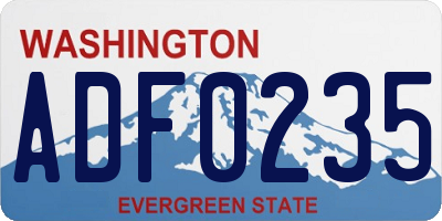 WA license plate ADF0235