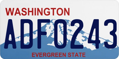 WA license plate ADF0243